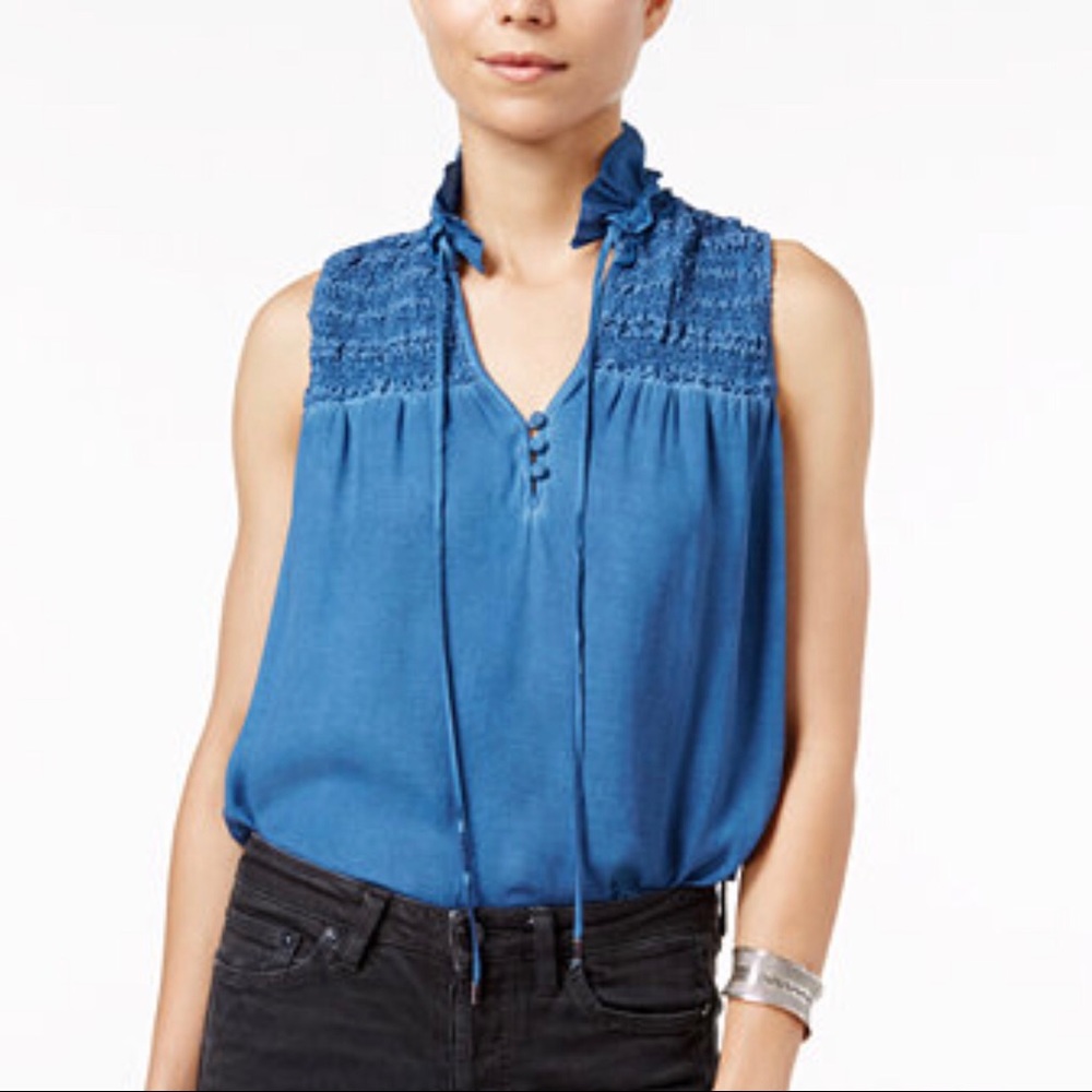 Free People Ruffle Sleeveless Peasant Top